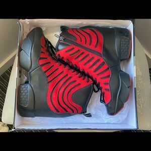 BNIB Jeffrey Campbell Red and Black Wedge Booties